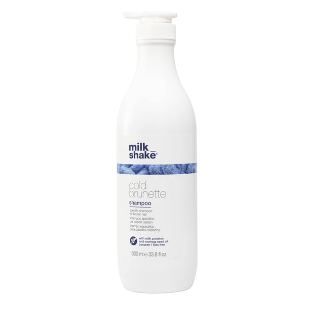 milk_shake Champú azul moreno frío para morenas con pigmentos azules especiales para cabello castaño claro o rubio oscuro Sin SLES ni parabenos - 33,8 fl oz (1000 ml)