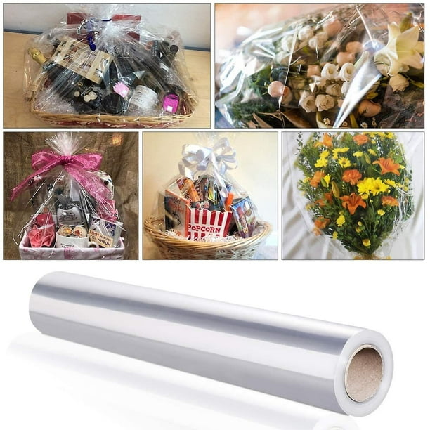 Emballage papier cadeaux transparent, feuille cellophane fleuriste.