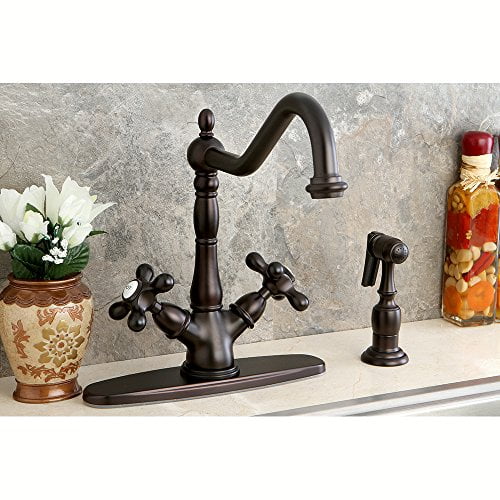 Kingston Brass Heritage Double Handle Kitchen Faucet With Side Sprayer