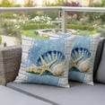 thumbnail image 3 of Pack of 2 Blue Coastal Starfish Outdoor Pillow Covers Decorative, Waterproof Pillow Protector, Vintage Wooden Nautical Coral Summer Throw Pillowcases Accent Cushion Cases for Patio Couch Sofa 26"x26", 3 of 8