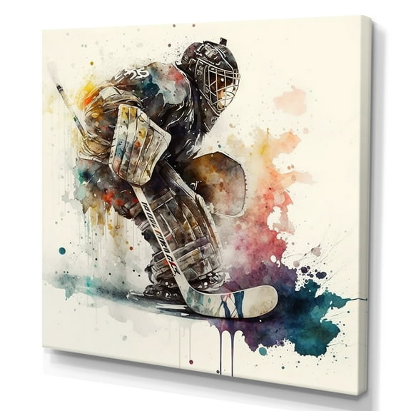 Designart Hockey Goalie During The Hockey Game I Canvas Wall Art