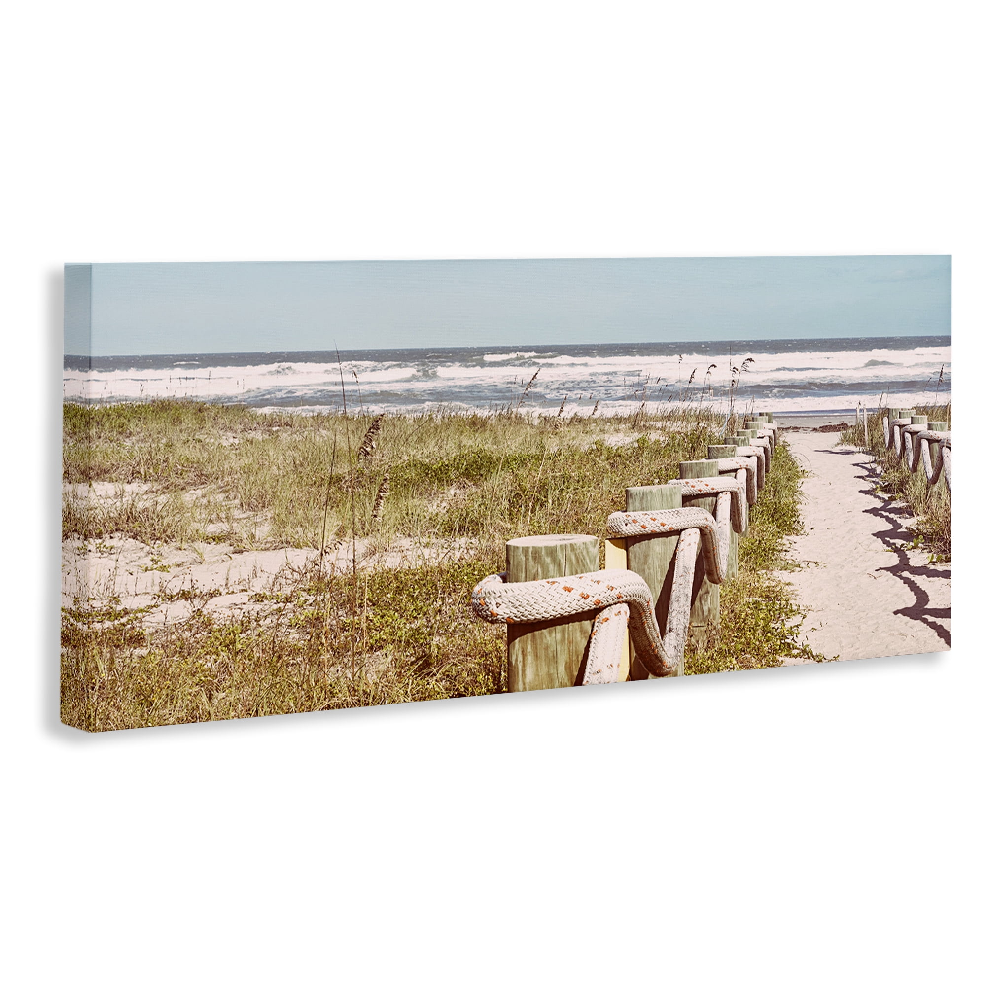 Stupell Industries Eastern Beach Walkway Landscape Photography Gallery Wrapped Canvas Art Print Wall Art, 30 x 13