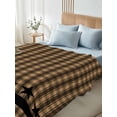 thumbnail image 5 of Brown Black Plaid Flat Sheets Only Full Size, Soft Breathable Bed Top Sheets for Mattress, Vintage Rustic Star Buffalo Check Luxury Bedding Flat Sheets for Home Hotel Bedroom Bed Protection, 5 of 9