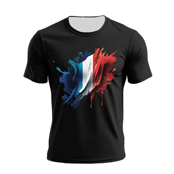 XIAONU Men's France National Flag Graphic T-Shirt Crewneck Short-Sleeve Everyday Casual Tees