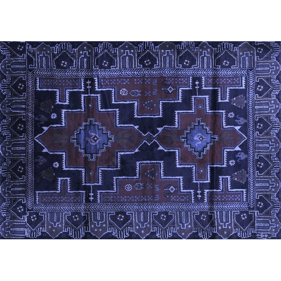 Ahgly Company Machine Washable Indoor Rectangle Persian Blue Traditional Area Rugs, 5' x 7'