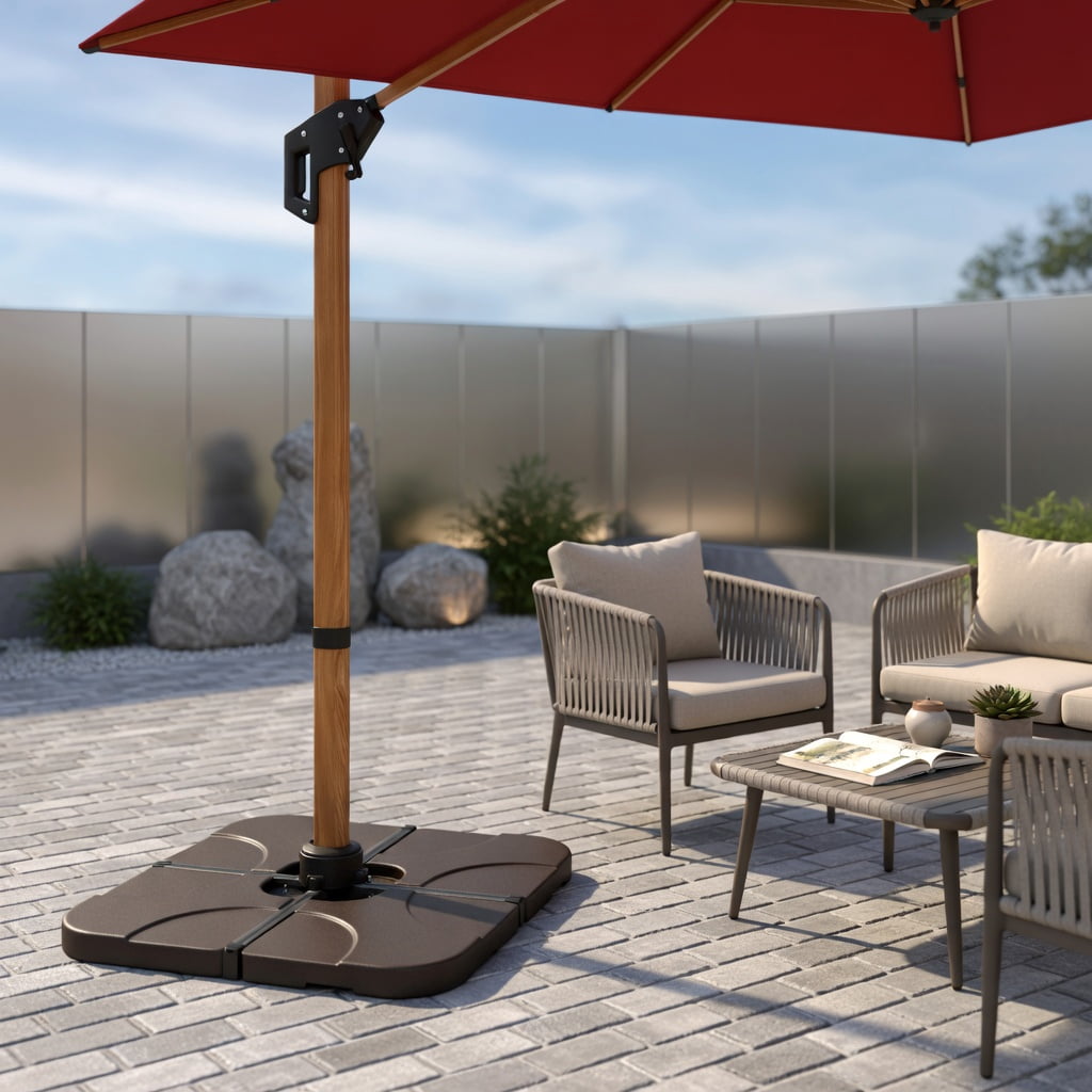 Resenkos Umbrella Base for Patio, Umbrella Stand Outdoor Base,20 Inch Patio Offset Water Filled Plate Umbrella Base Sand-Coffee