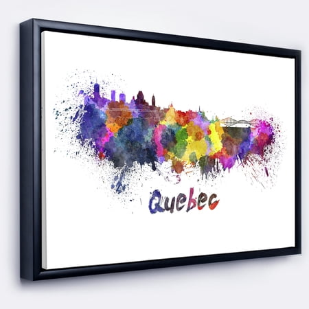 DESIGN ART Designart 'Quebec Skyline' Cityscape Framed Canvas Artwork Print
