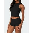 thumbnail image 5 of KelaJuan Women Pajamas Set 2 Pieces Loungewear Suits Solid Color Ribbed Tank Tops and Elastic Waist Shorts Sleepwear Outfits, 5 of 6