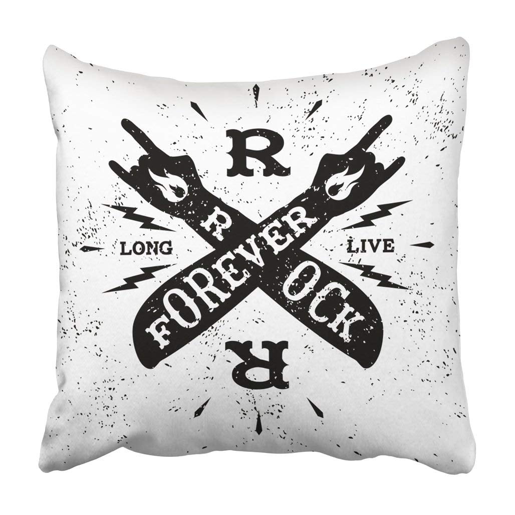 16x16 Music Rock And Roll Metal Apparel Rock and Roll Metal Music Guitar Cat Throw Pillow Multicolor 