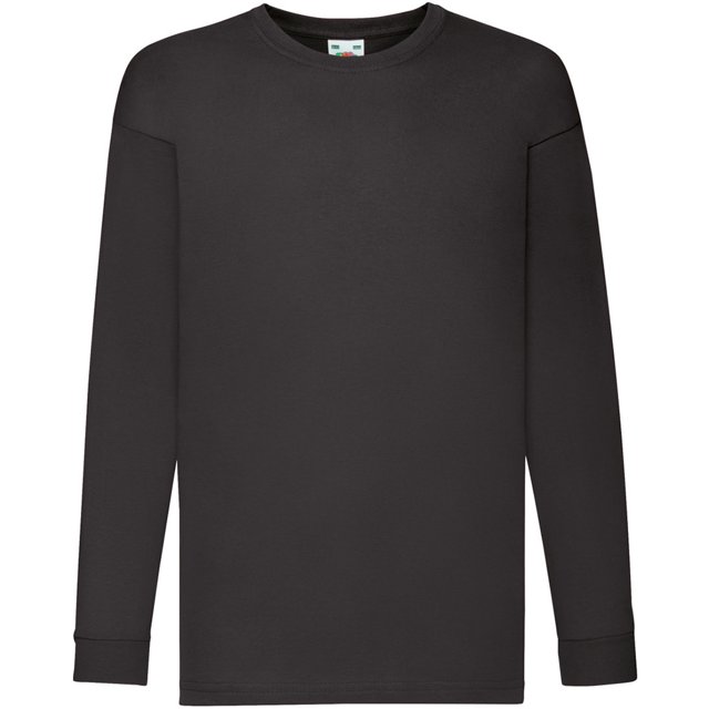 Fruit Of The Loom- Camiseta de manga larga Valueweight para niños (Gris oscuro)