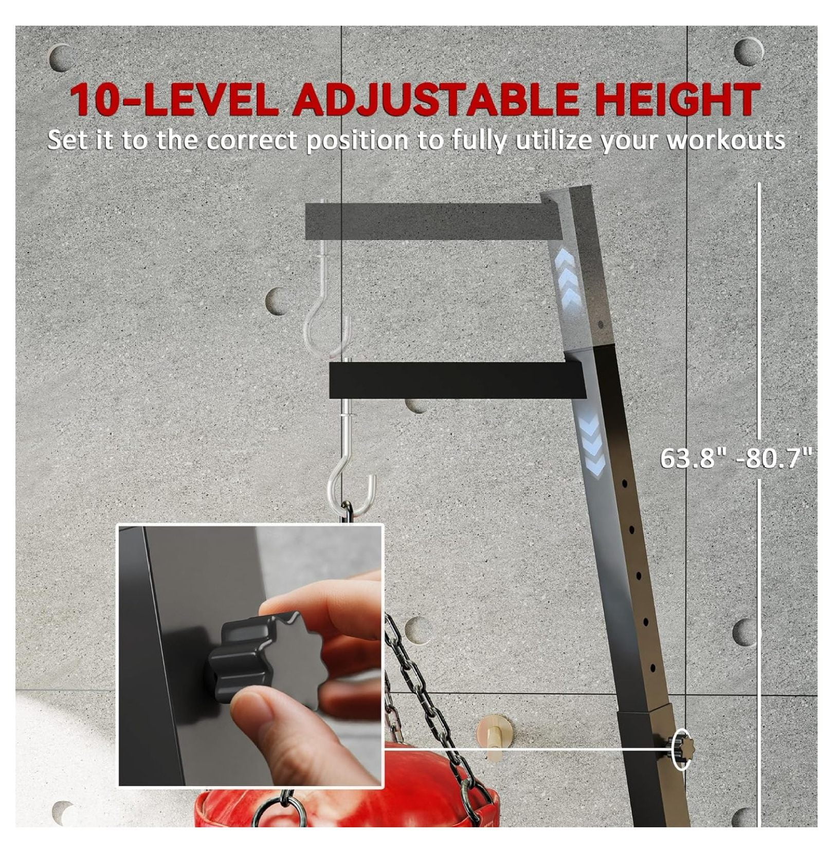 Foldable Punch Bag Stand, Height Adjustable Heavy Bag Stand with Weighted Base, Free Standing for Home Gym, Stand Only