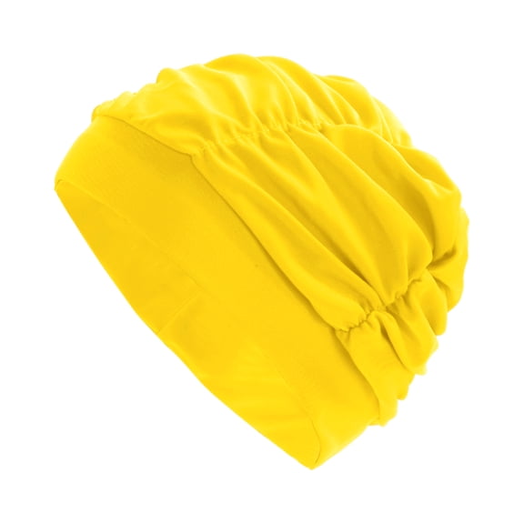 Unique Bargains 1 Pc Breathable Pleated Style Swimming Cap Yellow