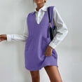 thumbnail image 3 of ZyeKqe Womens Dresses V Neck Sleeveless Knit Pullover Sweater Vests Dresses Casual Loose Fall Winter Outfits with Pockets, 3 of 10