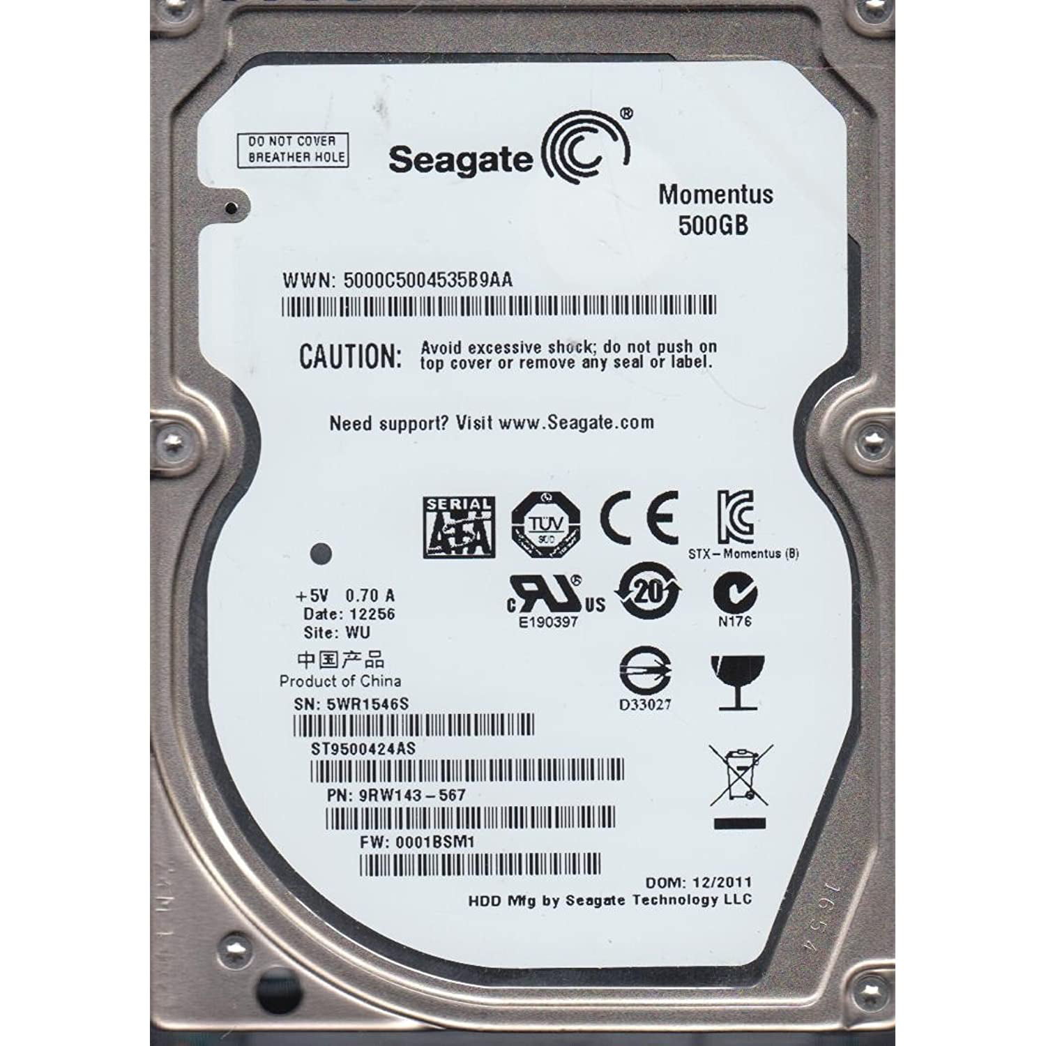 Seagate 500gb Momentus St9500424as Sata 3 0gps 7200 Rpm 2 5 Notebook Hard Drive