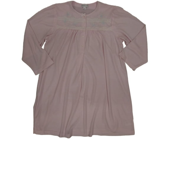 Plus Womens Pastel Pink Floral Lace Flower Nightgown Knit Sleep Shirt