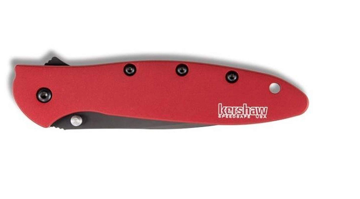 Kershaw Leek Folding Knife, BlackWash Blade w/Red Handle 1660RDBW