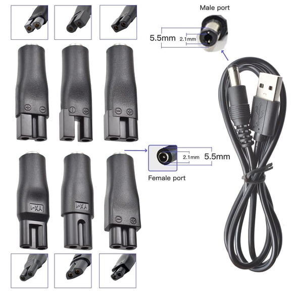 5V 7 PCS Power Cord Compatible with Hair Clippers, Beard trimmers, Shavers