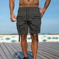 thumbnail image 1 of pstuiky Pantalones cortos para hombre, Pantalones cortos cargo cómodos con cintura elástica y bolsillos a la moda para hombre, de verano, informales, lisos Pantalones cortos deportivos para hombre, 1 of 6