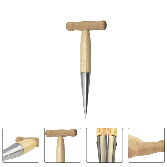 Supvox Beige Stainless Steel Plant Dibber Tool for Garden Hole Punch and Bulb Planting Use