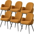 thumbnail image 5 of Orche Dining Chairs Set of 6, Modern Boucle Fabric Upholstered Kitchen Dining Chairs with Arms and Sturdy Metal Legs for Restaurant Cafe Living Room Bedroom, 5 of 9