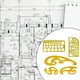 thumbnail image 5 of Plantillas naranjas, juego de esténciles, herramientas de dibujo, regla, arquitectura, muebles, símbolos 5 piezas, 5 of 9