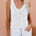 thumbnail image 2 of JUUYY Womens Casual Fashion Knitted V Neck Sleeveless Solid Slim Comfortable Home Tank Tops White XXXL, 2 of 6