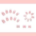 thumbnail image 4 of 24 uñas postizas francesas con punta blanca, uñas postizas cuadradas medianas, uñas postizas con punta francesa, uñas postizas de cobertura total de color rosa (tipo pegamento), 4 of 4