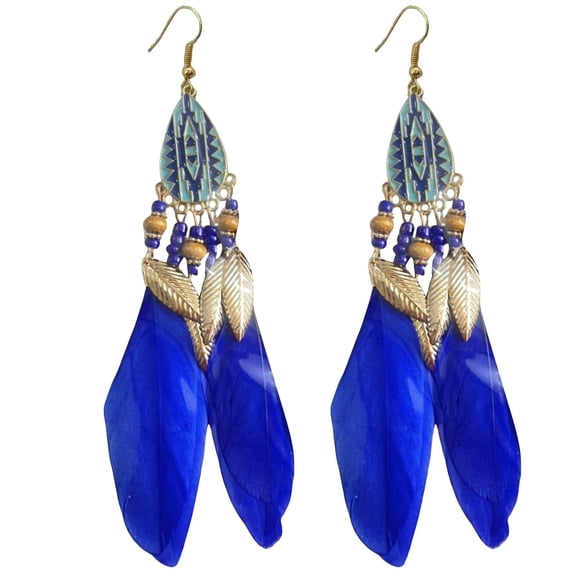 Feather Earrings for Women Vintage Boho Earrings Long Feather Earrings Black Feather Tassel Earrings Western Bohemian Jewelry for Women