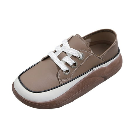 OJSFQUFP Womens Casual Shoes Womens Shoes Casual Flat Shoes Leather Lace Up Casual Shoes Work Flats Office Shoes Women s Fashion Sneakers Brown 38