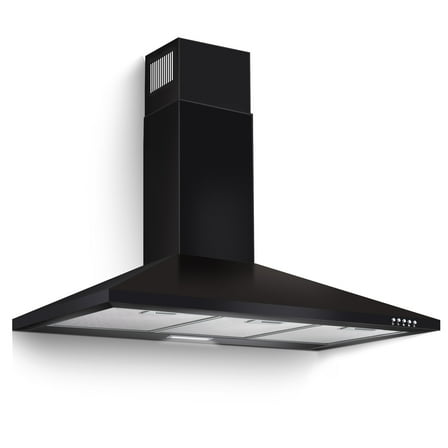36 Inch Range Hood 450CFM Wall Mount Stainless Steel Kitchen Vent Hood Fan 3 Speed LED Light Chimney Hood Retractable black
