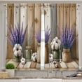 thumbnail image 5 of Ambesonne Farmhouse Valance & Curtain 3 Pcs Set, Boho Floral Pastel Line, 55"x45", Camel Lavender Beige, 5 of 7