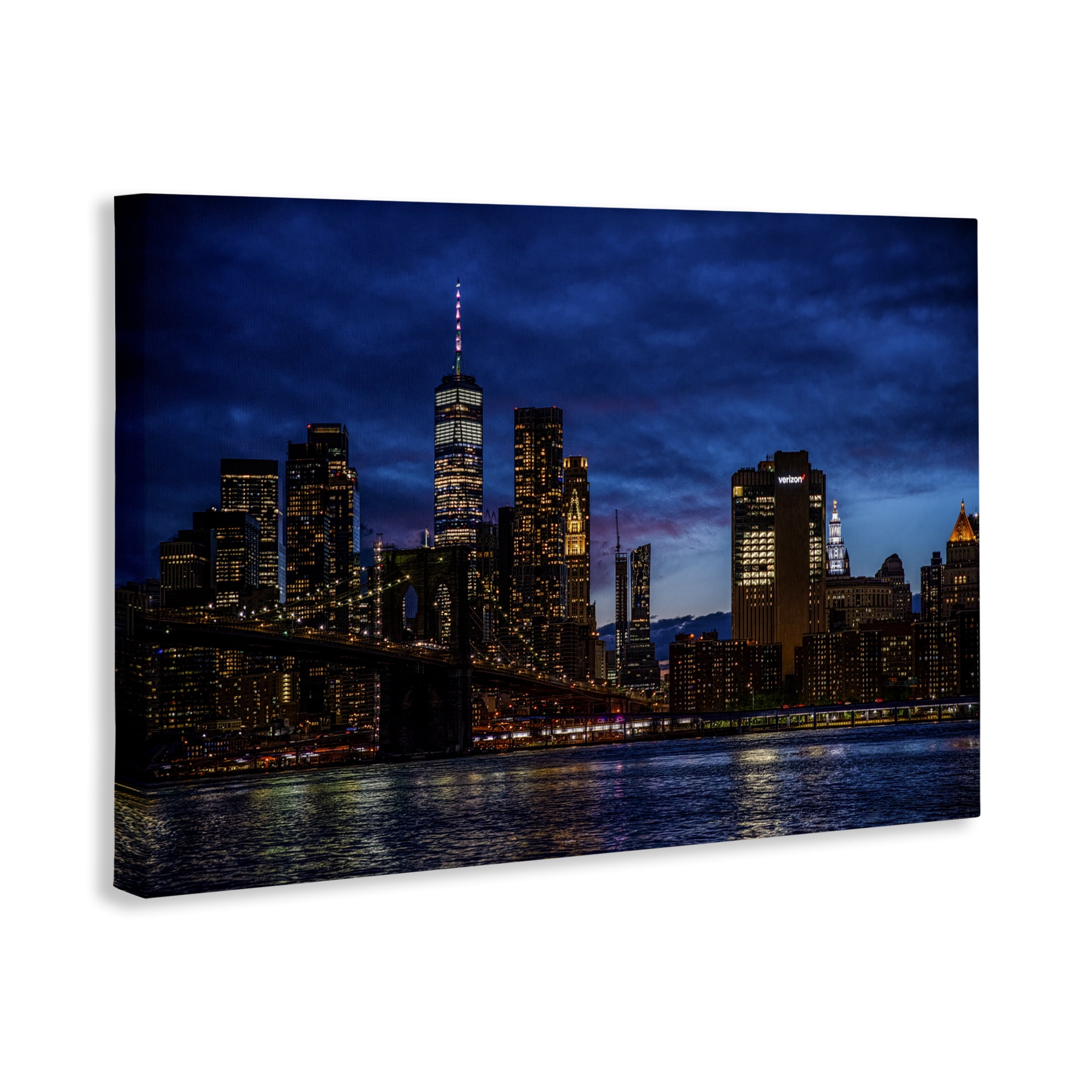 Stupell Industries Brooklyn Bridge at Night Canvas Wall Art, design by Tim West