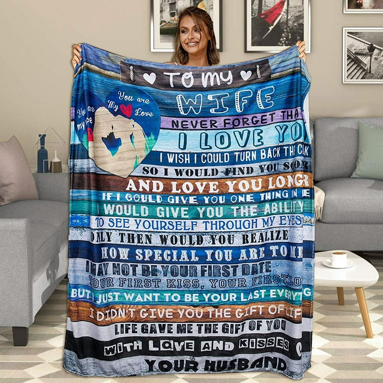 Yamco Wife Gifts from Husband Blanket - Gifts for Her Wife 60 x 50  Blankets - I Love You Romantic Gifts for Women - Cool Birthday Gifts for  Wife 