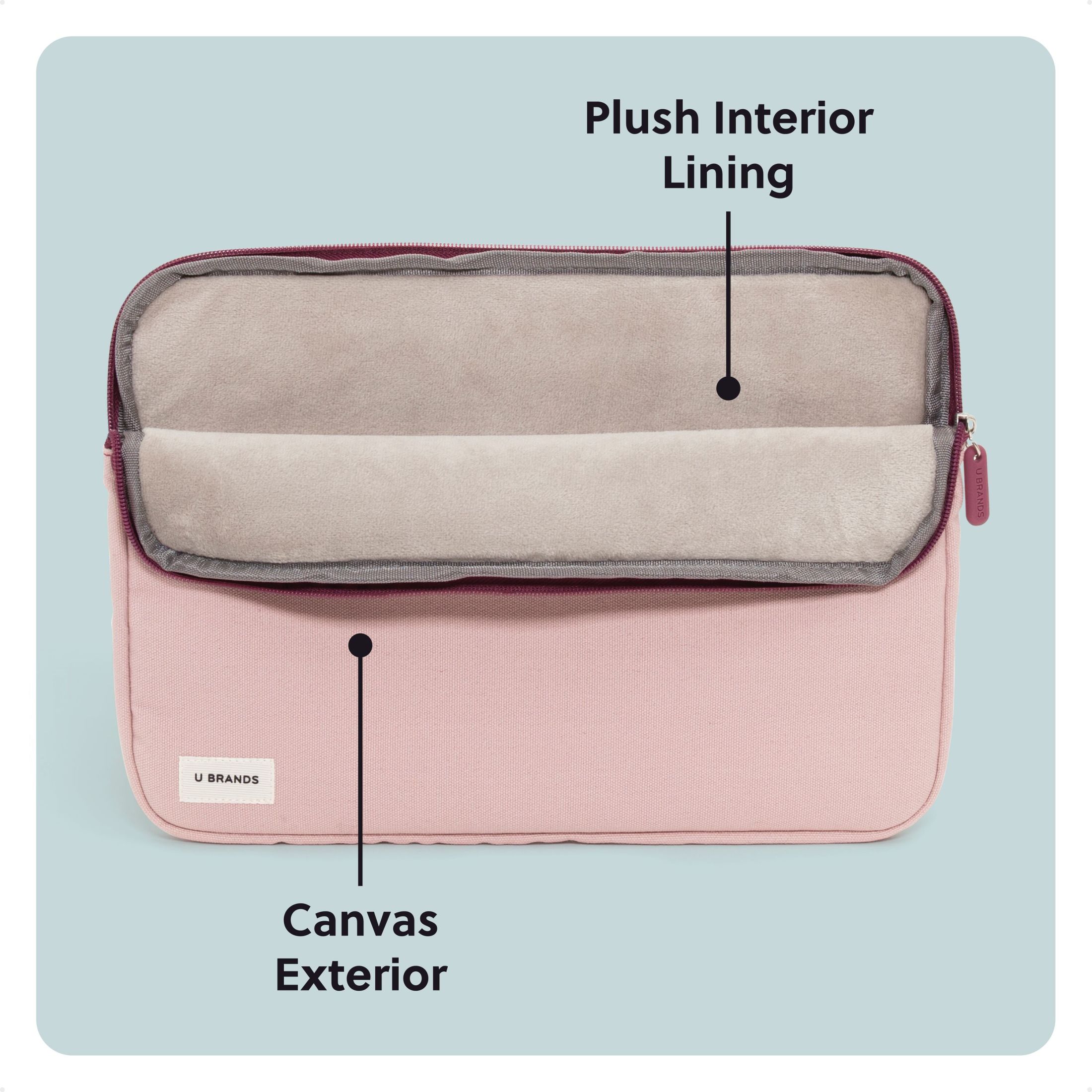 U Brands Canvas Laptop Sleeve 13-14 Inch Pink photo 3