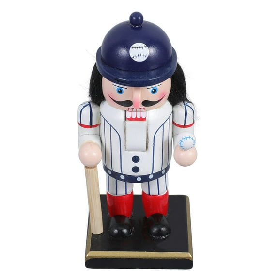 FONDOTIN Unique Baseball Player Nutcracker Wooden Decoration for Parties Birthdays and Home Decor 12.0 Inch White