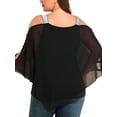 thumbnail image 4 of LilyLLL Plus Size Womens Chiffon Shawl Cold Shoulder Casual Party Blouse Tops, 4 of 4
