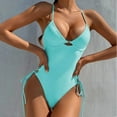 thumbnail image 5 of MSJUHEG Strapless Swimsuits for Women,Womens One Piece Swimsuits,Ribbed One Piece Swimsuits for Women,V Neck,Ruched Push Up Bathing Suit,Short Sleeve Bathing Suit,Bathing Suit Monokini Blue L, 5 of 8