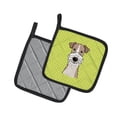 thumbnail image 2 of Carolines Treasures BB1309PTHD Checkerboard Lime Green Wire Haired Fox Terrier Pair of Pot Holders , 7.5HX7.5W,, 2 of 3