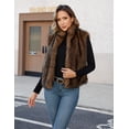 thumbnail image 5 of FIOPHY Womens Faux Fur Vest Stand Collar Sleeveless Open Front Cardigan Top Fuzzy Coats Jacket Fluffy Outwear with Pockets, Coffee,L, 5 of 7