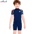 thumbnail image 3 of Buceo vela chico traje de neopreno corto niños traje de baño manga corta pantalones de una pieza cuello redondo snorkel traje de baño para surfear nadar buceo azul marino xl Noticed OD003669-08, 3 of 7