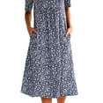 thumbnail image 4 of FASHIONWT Women Vintage Easter Printed Short Sleeve Crewneck Midi Pockets Dress, 4 of 4