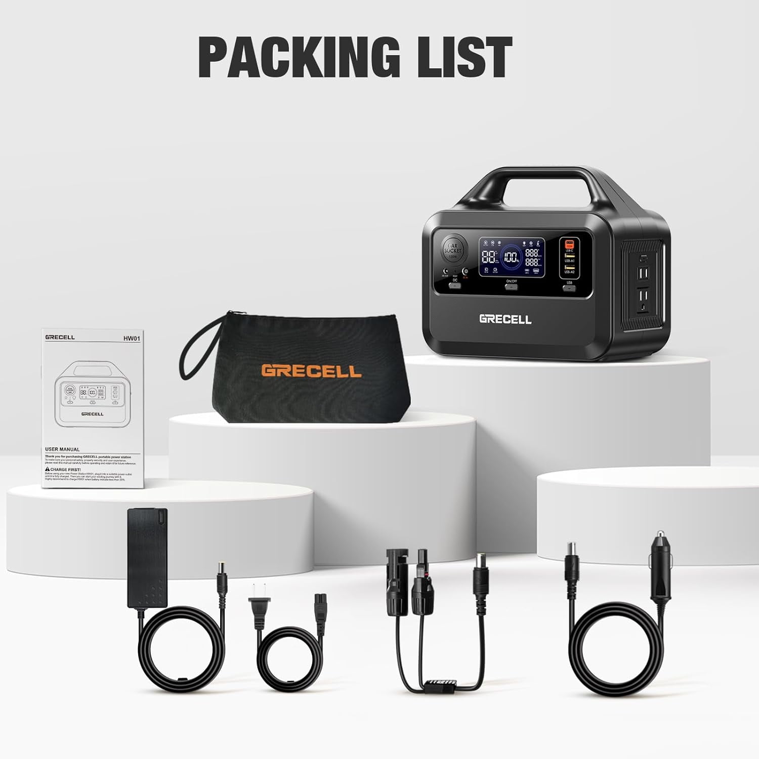 GRECELL Portable Power Station 300W with 100W Solar Panel ,230Wh LiFePO4 (LFP) Battery,1.5hrs Fast Charging,2 Up to 300W(Peak 600W) AC Outlets, Solar Generator for Outdoor Camping/RVs/Home Use