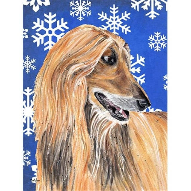 Drapeau de Vacances Hound Afghan Flocons de Neige d'Hiver Taille Jardin