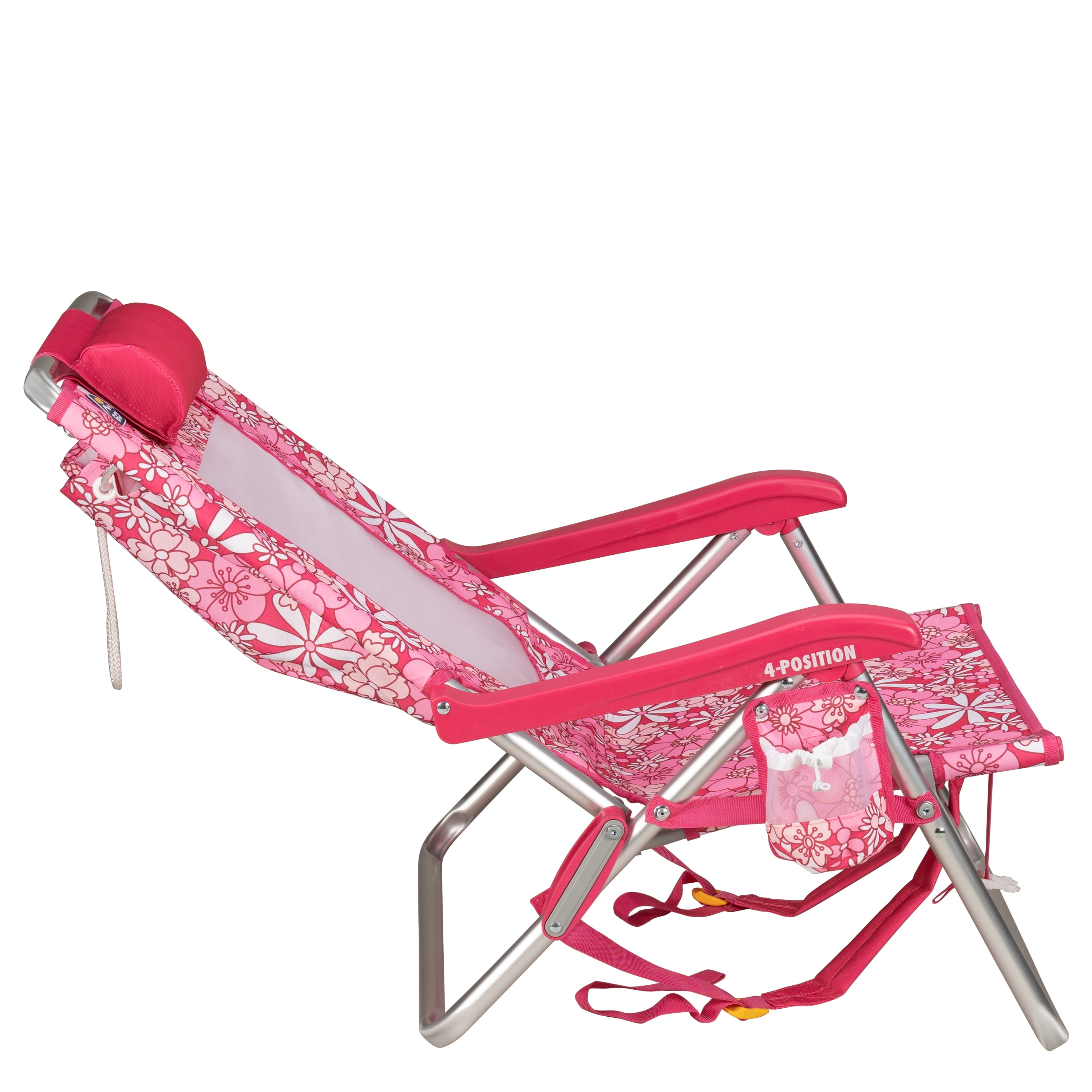 GCI Outdoor Backpack Beach Chair Lightweight Low Profile Reclining Chair, Floral Sport Pink