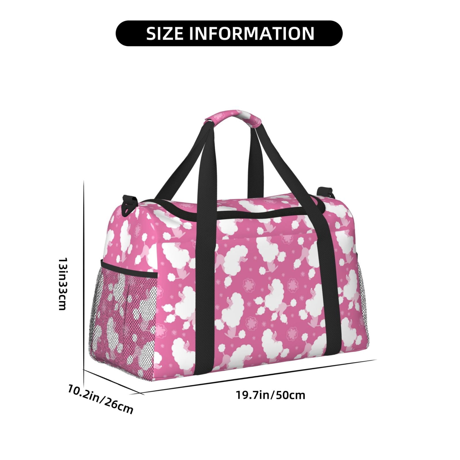 Fuzoiu Cute Poodle Dog Print Travel Duffle Bag,Carry On Tote Bags,Duffel Bag,Sport Gym Bag, Hospital Bag for Labor and Delivery, Overnight Bag,Luggage Bag