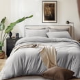 thumbnail image 6 of Pure Era King Size Duvet Cover Set Jersey Knit 100% Cotton T-shirt Fabric Gray ( 1 Duvet Cover + 2 Pillow Shams), 6 of 7