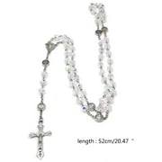 WINDLAND Colorful Crystal Bead Rosary Necklaces Cross Pendant Catholic Religious Necklace