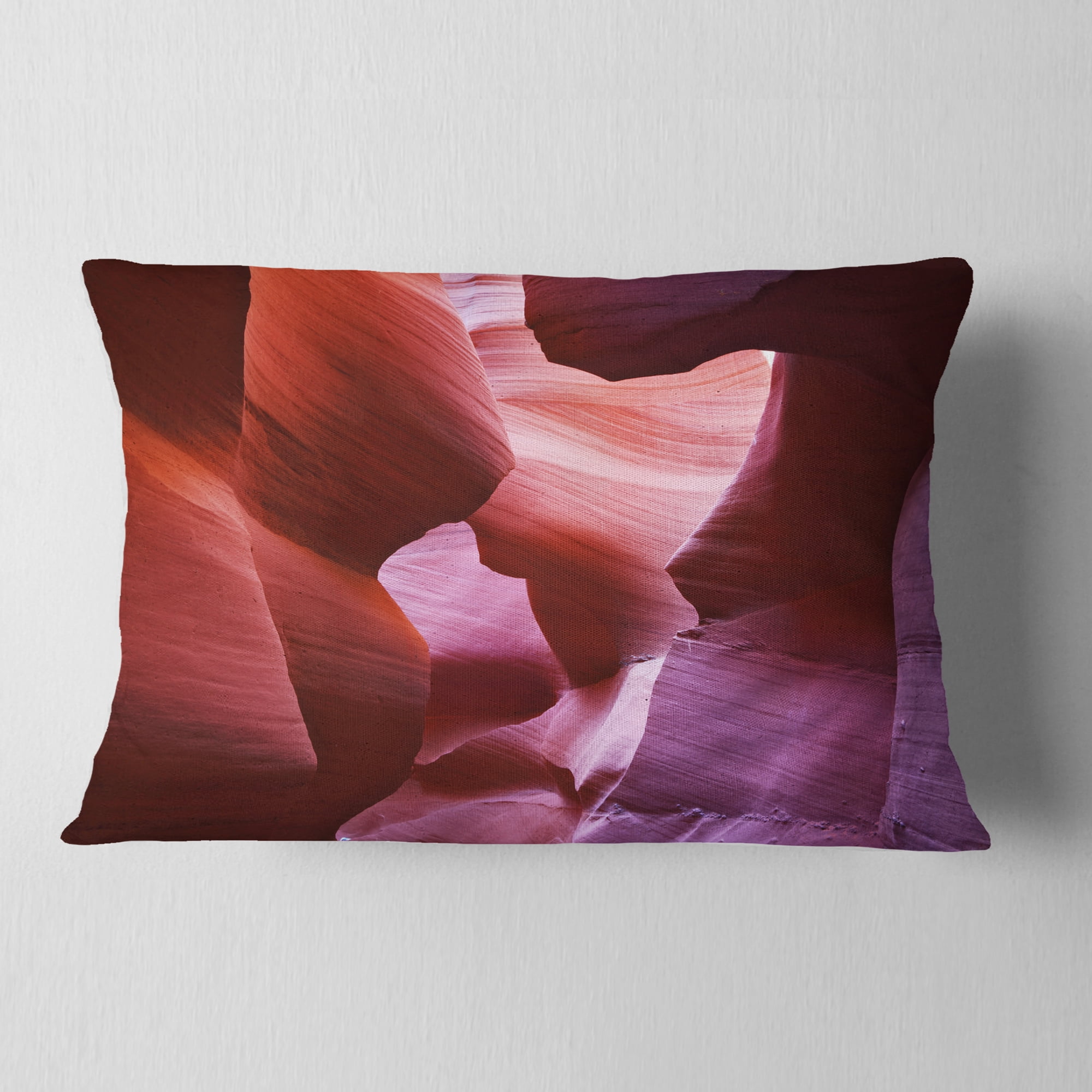 Designart Play of Light in Antelope Canyon - Landscape Photography Throw Pillow - 12x20