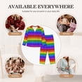 thumbnail image 4 of Uemuo Colorful Glitter Rainbow Pattern Womens Pajama Sets,PJ Set for Women,Pajamas for Women Logo,Long Sleeve Pajama Set for Women,Soft Long Sleeve Top With Pants-, 4 of 9