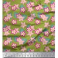 thumbnail image 1 of Soimoi Green Poly Georgette Fabric Leaves & Floral Decor Fabric Printed Yard 42 Inch Wide, 1 of 3